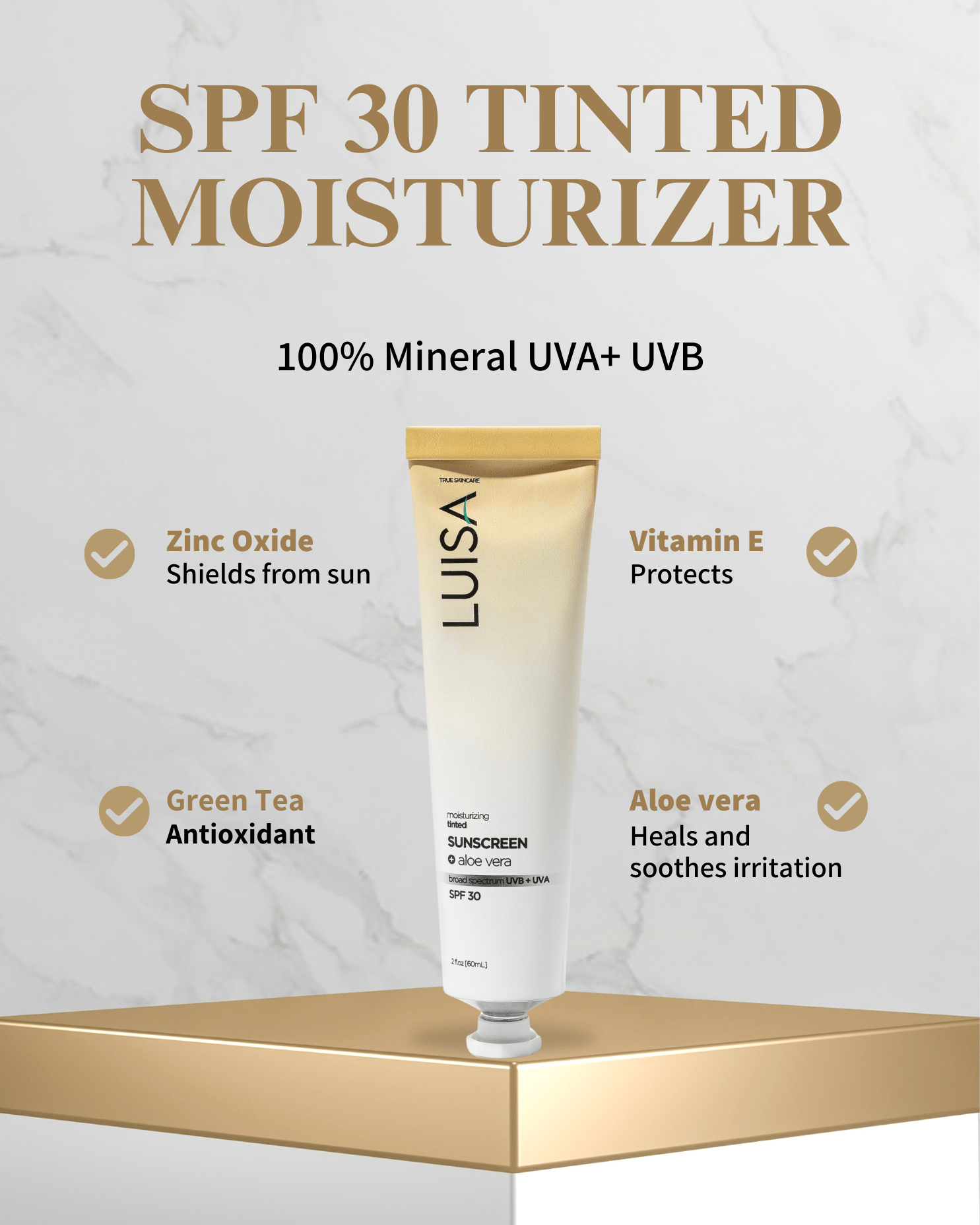 Lightly Tinted & Moisturizing Sunscreen - SPF 30 - Luisa True Skincare